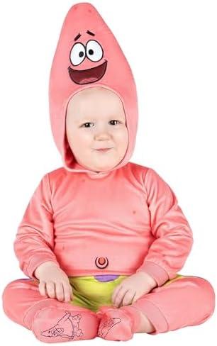 SpongeBob SquarePants Patrick Official Infant Halloween Costume - Premium Quality Jumpsuit with Hood and Non-Slip Booties, 12-18 Months 