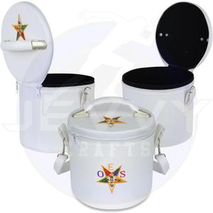 Masonic OES Crown, Fez Case - Order of Eastern Star White Fez Cap For Freemasons With Strap For Hanging on Shoulder
