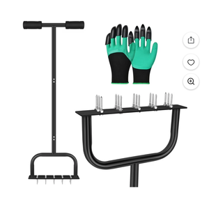 Spike Lawn Air Aerator Manual Tool Grass Aeration Aerating Tool with 15 Spikes T-Handle Pre-Assembled Grass Aerator Tools for Yard, Lawn Aeration, Garden Tool