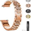 Jewelry Bling Bands Compatible with Fitbit Versa, Diamond Rhinestone Bracelet Metal Strap Replacement for Women (Rosegold)