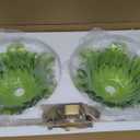 2-Lights Brass Vintage Pendant Light Fixtures, Modern Chandelier Pendant Light with Green Flower Glass Lmapshade, Adjustable Hanging Lights for Kitchen Island Dining Room Hallway, E26 (Green)