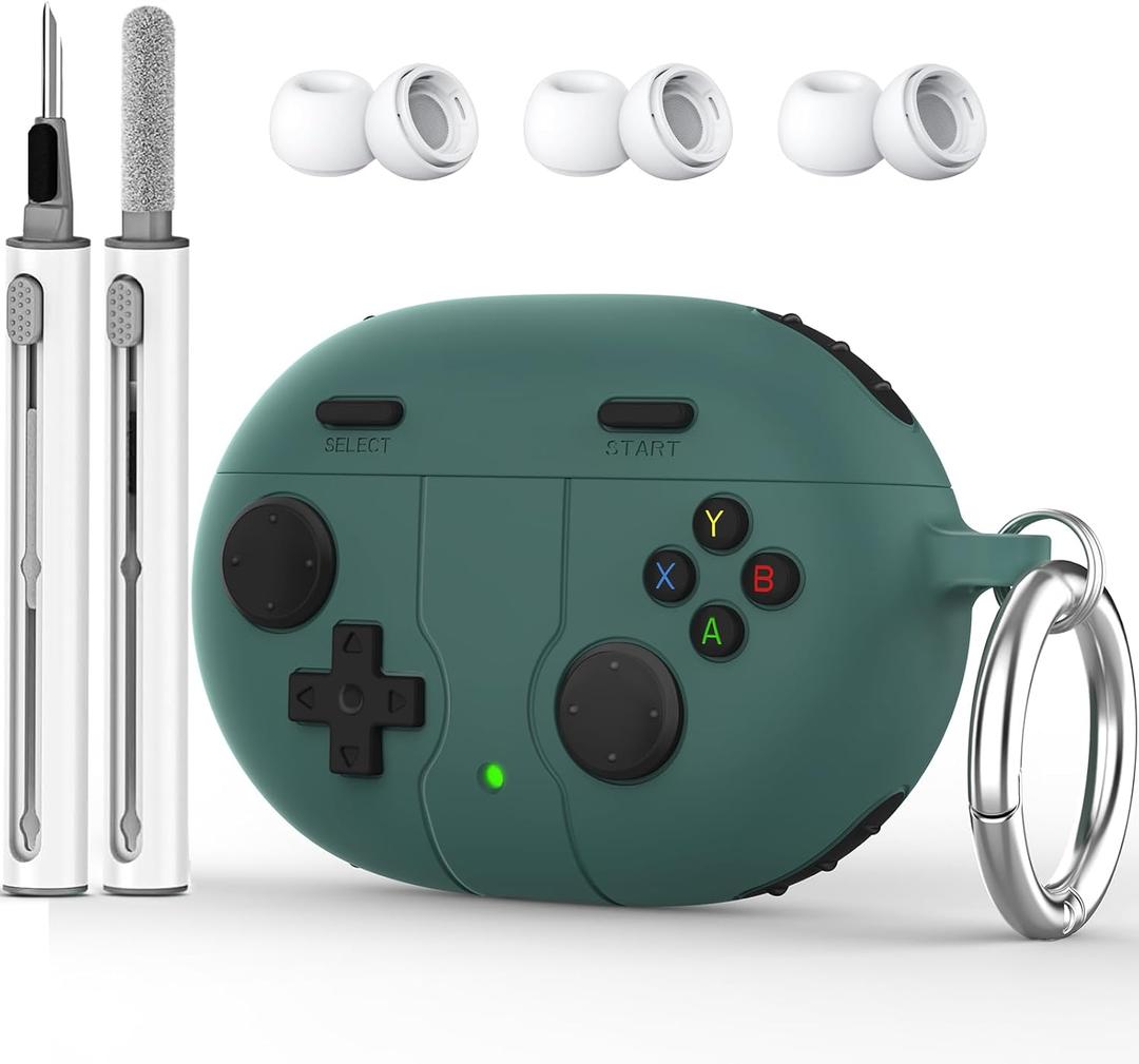 Beats Studio Buds Plus Case Cover, 2021/2023 New Beats Studio Buds, Wireless Earbuds Silicone Case Accessories with Keychain, Pine Green