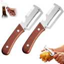 NEW Premium Vegetable Peeler with Wooden Handle and Bottle Opener: 2-in-1 Stainless Steel Kitchen Tool for Fruit Apple Potato Pumpkin Papaya (1Pack)