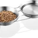 Elevated Cat Bowls, 5.9 Inch Wide Stainless Steel Cat Food Bowls with Metal Stand Whisker Stress-Free, Raised Food and Water Dish for Cats, Kitten