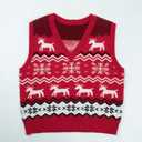 JULYCLO Christmas Sweater Vest Women Ugly Xmas Reindeer Knit Sweaters Casual Santa Snowflake V Neck Sleeveless Outwear Tops (Red-1)