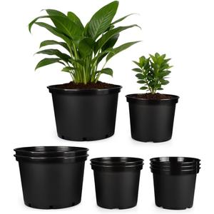 RooTrimmer 3/5/7 Gallon Nursery Pots 9 Pack Set, Plastic Planter with Drainage Holes Round, Sturdy, Deep Design for Indoor/Outdoor Plants