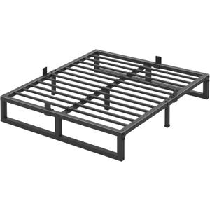 Yitong Angel 10 inch Queen Bed Frame Low Profile Metal Platform with Mattress Slide Stopper,Heavy Steel Slats Support Frames,No Box Spring Needed,Noise Free,Non-Slip,Easy Assembly