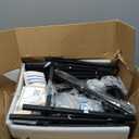 HIGDBFE Dresser with Hanging Rack, 4 Drawers Small Closet for Bedroom, Reversible Fabric Kids Chest of Drawers with Clothes Rack, Tall Storage Tower, Sturdy Frame, Black, 44''H