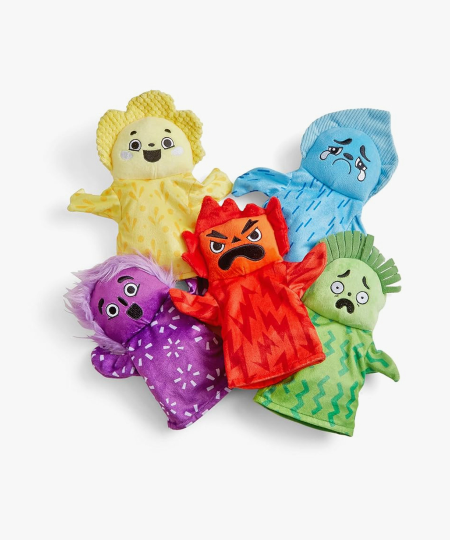 Hand2mind Feelings Family Hand Puppets, Hand Puppets for Kids, Social Skills Activities, Mindfulness for Kids, Social Emotional Learning Activities, Sensory Play Therapy Toys for Counselors (Set of 5)