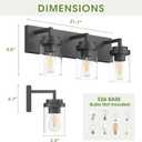 Espird Bathroom Vanity Light, 3 Light Matte Black Vanity Lights with Clear Glass Shade, 22in Modern Wall Sconces, Bathroom Lighting Fixtures Over Mirror for Living Room