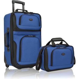 U.S. Traveler Rio Lightweight Softside Rolling Carry-on Suitcase, 2-Wheel Set, Royal Blue, 21"/14"