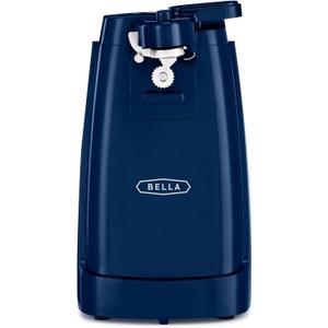 BELLA Electric Can Opener and Knife Sharpener, Multifunctional Jar and Bottle Opener with Removable Cutting Lever and Cord Storage, Stainless Steel Blade, Navy