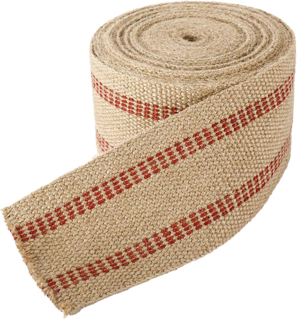YaeCCC Craft Jute Webbing Tape, 3.5" x 10 Yd,Upholstery Straps Heavy-Duty for Chair Repair, Crafting, Burlap Ribbon, Upholstery (red)