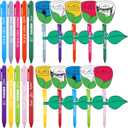 Tenceur 60 Sets End of Year Teacher Pens Gift Bulk with Rose Flower Cards Inspirational Teachers Gifts Bulk Ballpoint Pens Thank You Teacher Gift for Graduation Back to School Office Supplies