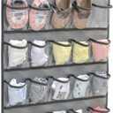 Hanging Baby Shoes Organizer Baby Headband Holder Closet Organizer for Baby Bow Socks Underwear with 30 Clear Pockets (GREY)