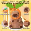 Cute Capybara Plush Soft Stuffed Animal with Orange Hat Kawaii Plushies Hugging Gifts for Kids Boys Girls 12 inch (Capybara Doll Pillow)