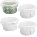 CURTA 2 Quart Translucent Round Food Storage Container with Lid, Pack of 4 – NSF Listed, BPA-Free, Commercial-Grade Polypropylene, Freezer & Dishwasher Safe, Non-Stick, Easy-Read Graduations