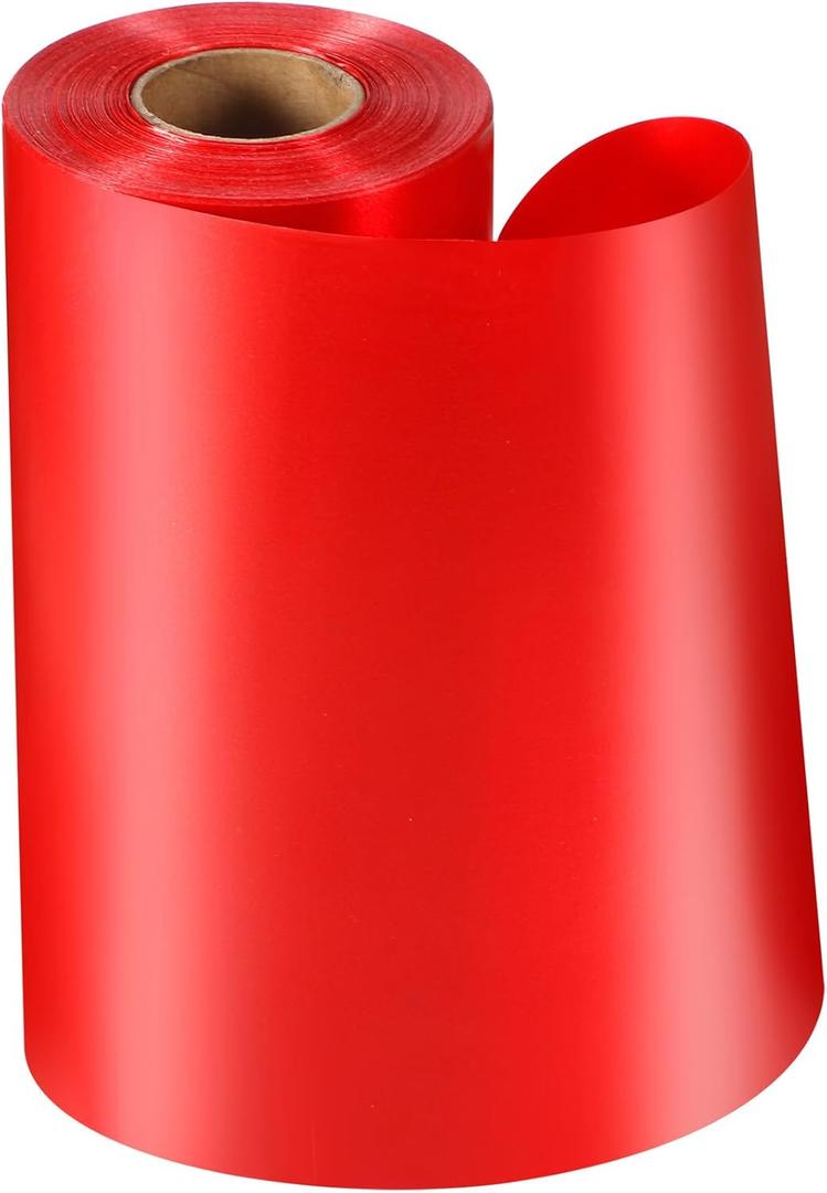 Syhood Outdoor Leaf Ribbon Floral Satin Ribbon for Crafts Aspidistra Waterproof Holiday Outdoor Decoration(8 Inch X 54 Yards,Red)