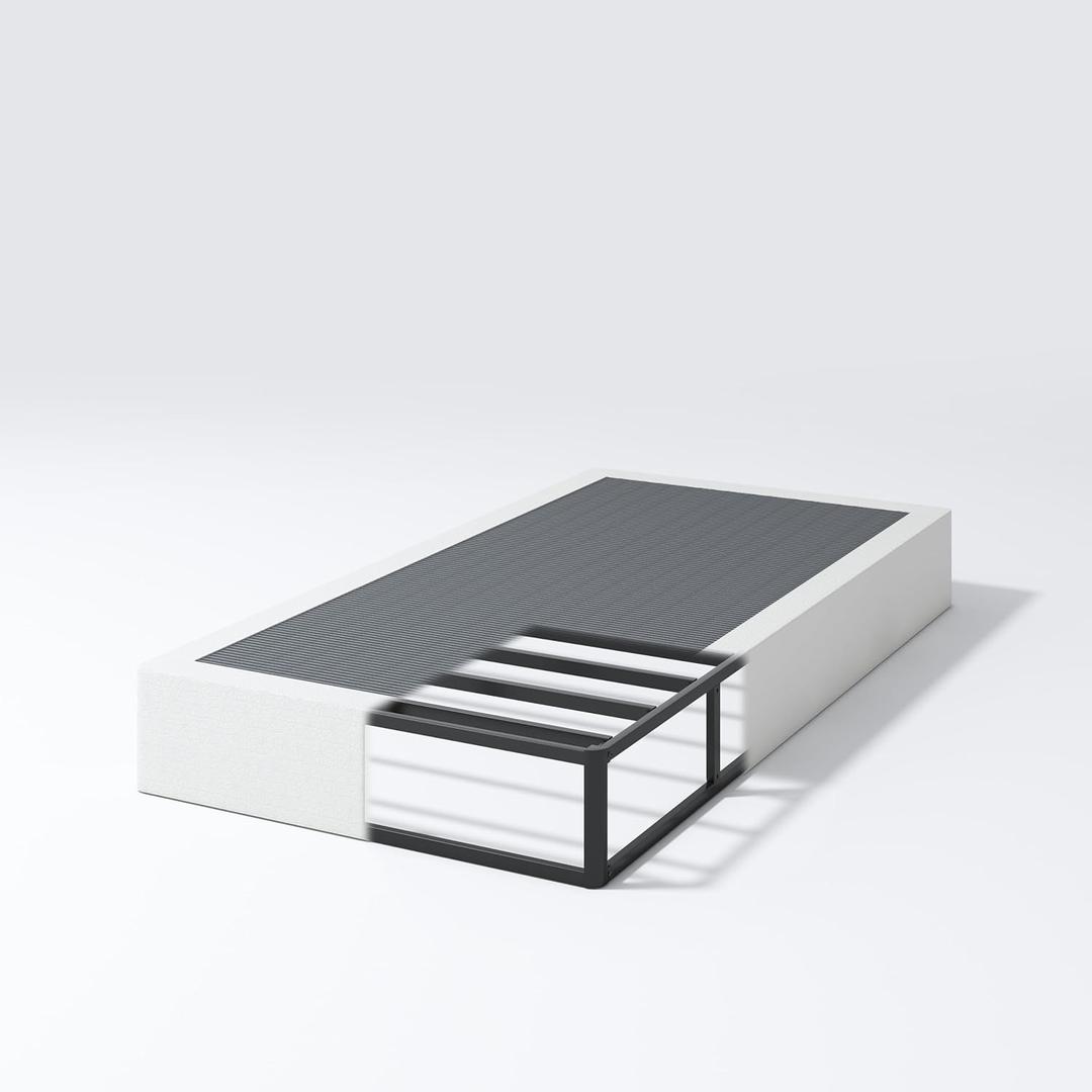 Twin Box Spring 9 Inch Heavy Duty Box Spring Mattress Foundation, Metal Bed Base with Fabric Cover, Noise Free Easy Assembly