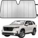 EcoNour Accordion Foldable Windshield Sun Shade Fit for 2016-2024 2025 2026 Honda Pilot Sunshade, Front Car Window Shades Sun Visor, Blocks UV Rays & Heat, Car Accessories