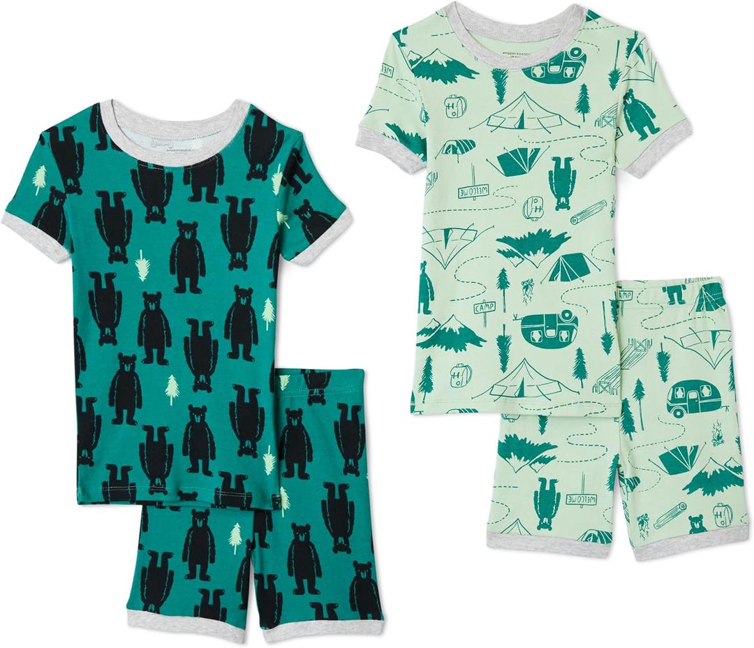 Amazon Essentials Babies, Toddlers and Boys' Snug-Fit Cotton Pajama Set, Multipacks US 6-7