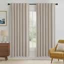 RYB HOME Natural Beige 100% Blackout Linen Curtains 72 inch Long, Thermal Insulated & Privacy Assurd Drapes for Bedroom/Office/Nursery, Rod Pocket & Back Tab Window Treatment, W52 X L72, 2 Panels
