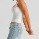 HOYAYO Women's Slim Fit Double-Layer Tank Top Square Neck Sleeveless Basic Fitted Tee Shirt (White, XS)