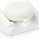 DOXOLOGY White Marble Soap Dish Bathroom Organizer - Resin Soap Dish with Rectangular Design 3.7" L x 2.8" W - Self Draining Soap Dishes Keeps Countertop Neat - Marble Look Soap Tray for Sink