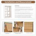 LazBlinds No Tools No Drill Cordless Bamboo Roman Shades, Light Filtering Window Treatment, Roll Up Bamboo Blinds for Windows 26'' W x 48'' H, Brown