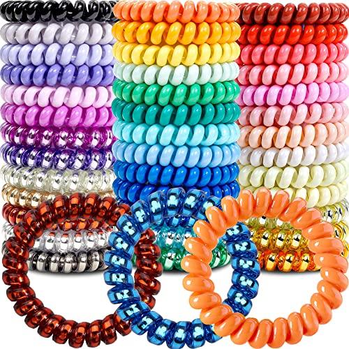 JOYOYO Spiral Hair Ties 40 Pack No Crease Multi Color Phone Cord Hair Coils Elastic Hair Accessories for Women Girls