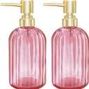 Soap Dispenser - 2 Pack 14 Oz Kitchen Soap Dispenser with Pump, Bathroom Transparent Soap Dispenser Bottle for Hand Soap, Dish Soap or Lotion (Pink) (One Size)