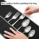 Tebery 12 Pcs Silver Storage Bags Anti Tarnish, Silverware Storage Cloth Roll with White Ribbon, 12 Slot Flatware Protector Organizer, Cutlery Sleeves Bags for Kitchen Utensil Teaspoon, Stiff Fabric
