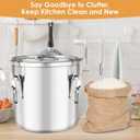 Stainless Steel Containers with Lids,20 lbs Large Capacity Food Storage Containers for Rice Flour Sugar Grain Coffee Bean,Airtight Canister for Kitchen & Pantry Organization
