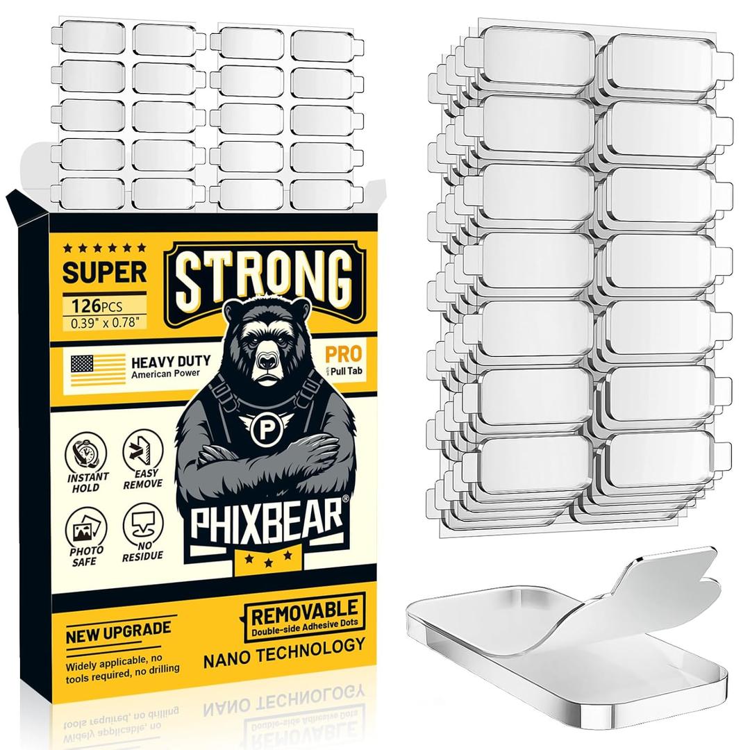 Large-Pro Mounting Putty No Residue with Pull Tab, Double Sided Tape Glue Adhesive Dots Clear Museum Sticky Tack, Picture Hanging Strips Fixed Decor Art Craft Party, 0.39 x 0.78 in (126 Pcs)