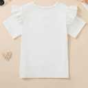 Girls Flutter Sleeve Tops Short Sleeve Summer T Shirts with Ruffle Trim Pocket White Blouse White 11-12 Years (White)
