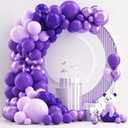 NISOCY 124Pcs Purple Balloons Garland Arch Kit, 18In 12In 10In 5In Different Size Macaron Matte Dark Purple Metallic Purple Balloons for Women Birthday Wedding Baby Shower Halloween Themed Party