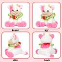 Hopearl Adorable Plush Cow Toy with Knitted Cute Strawberry Bib Floppy Dairy Cattle Soft Stuffed Animal Gifts for Boys Girls Kids Toddlers, Pink, 9''