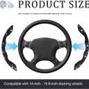 Yourkar 2 PCS Steering Wheel Cover, 15 Inches Crystal Diamond Bling Cover for Auto Steering Wheels, Safety Non-Slip Universal Fit Sparkly Steering Wheel Cover, Car Accessories (Black)