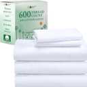 California Design Den Split King Sheet Set - 100% Cotton, 600 Thread Count, Breathable Luxury King Size Sheets for Adjustable Bed, Luxury Soft Hotel-Quality, Sateen Weave - Bright White