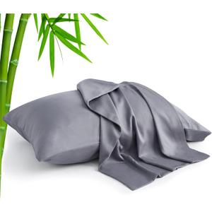 BEDELITE Pillow Cases Standard Size Set of 2, Rayon Derived from Bamboo, Cooling Pillow Cases for Hot Sleepers & Night Sweats, Breathable and Silky Soft Envelope Pillowcases(Grey, 20"x26")