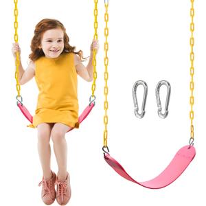 TURFEE Swings for Outdoor Swing Set -SwingSeat Replacement Kits with Heavy Duty Chains - Backyard Swingset Playground Accessories for Kids (Pink)