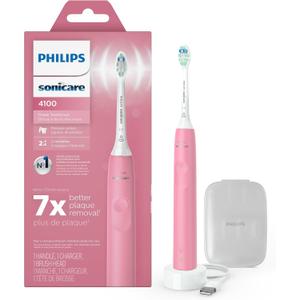 Philips Sonicare 4100 Rechargeable Electric Toothbrush, Advanced Plaque Removal, Pressure Sensor, Includes Brush Head Case, Deep Pink BD5004AZ