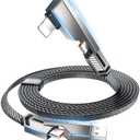 SHEZI 4-in-1 [Upgraded] USB C Cable 10FT Compatible with Lightning Cable 90 Degree, Long Fast Charging Flat Nylon Braided for iPhone 16/15 Charger Cord, Multi Charging Combo with L/USB C/USB A Ports