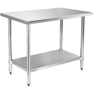STABLEINK NSF Stainless Steel Work Table 48x30 Inches 4ft, Metal Prep Table with Adjustable Undershelf, for Commercial Kitchen, Restaurant, Hotel, Laundry and Garage