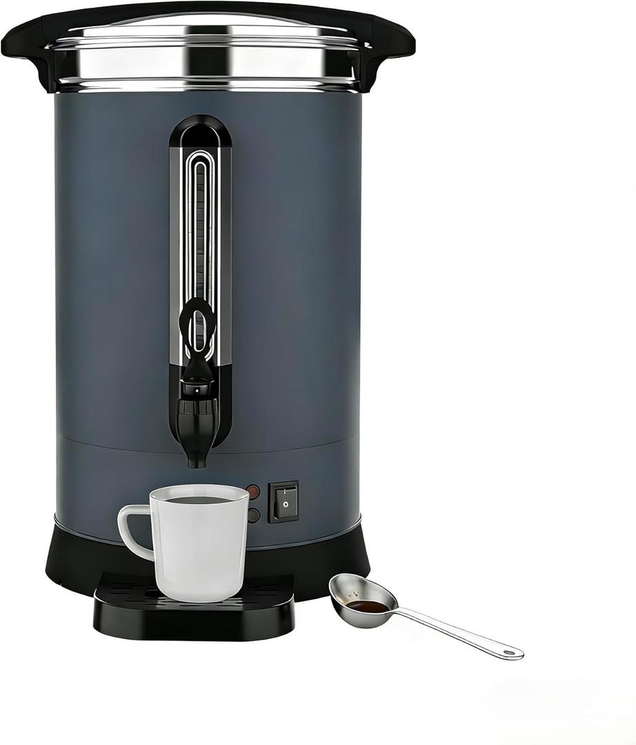80-Cup Commercial Coffee Urn, 12L / 3.2Gal Double Wall Insulation Coffee Dispenser, Stainless Steel Hot Water Urn, Large Hot Beverage Dispenser with Automatic Temperature Control for Buffet Catering