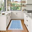 GarveeHome 4 x 6 Rug Non-Slip Washable Low-Pile Carpet - Scalloped Solid Blue Modern Minimalism Rugs for Bedroom Living Room Nursery Kitchen Entryway Indoor Mat with Rubber Back