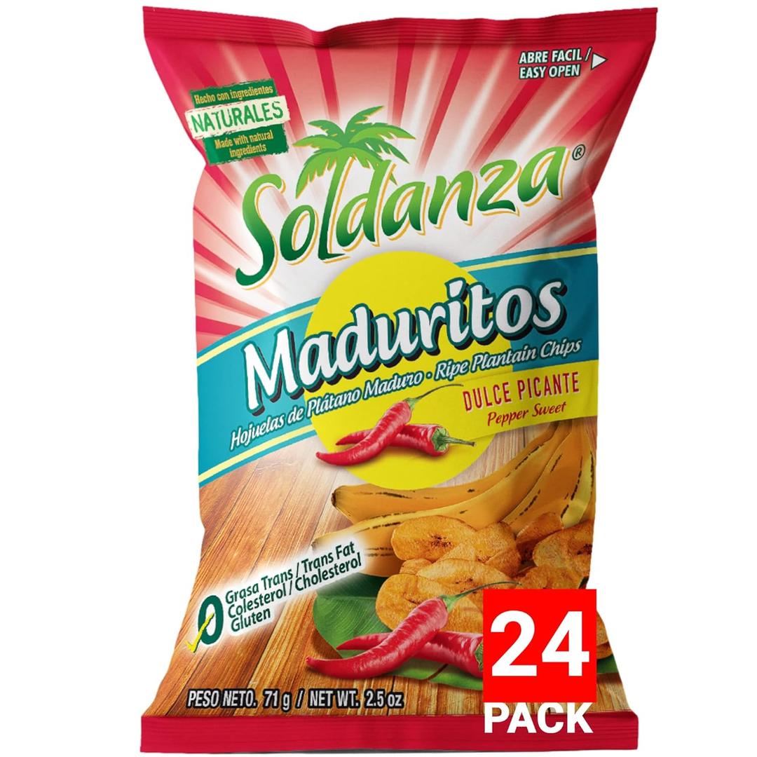 Soldanza Pepper Sweet Plantain Chips, 2.5 Ounce (Pack of 24), Best By: 02-27-2026