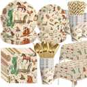 Western Cowboy Party Decorations Tableware For Birthday & Baby Shower - Wild West Party Supplies, Plate, Cup, Napkin, Tablecloth, Cutlery, Straw, Rodeo Party Decorations Dinnerware | Serve 24