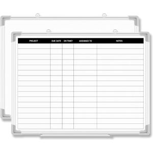 Lincia Aluminum Frame Dry Erase Board with Lines, Double Sided Wall-Mounted Whiteboard for Scheduling, to Do Lists & Weekly Planning, Reusable Calendar for Home & Work(Project Planning Board,24"x18")