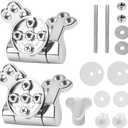 Toilet Seat Hinge Replacement with Bolts Screw and Nuts, Zinc Alloy Replacement Parts-Adjustable Toilet Seat Sliver